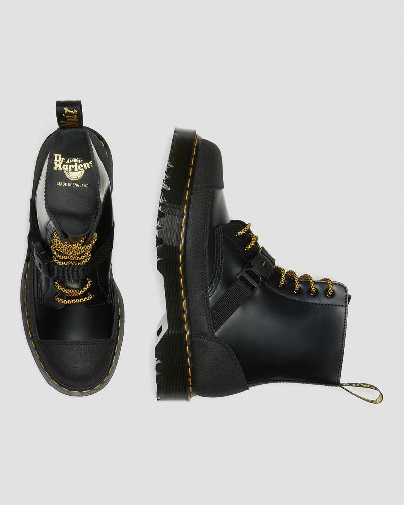 Women's Dr Martens 1460 Bex Tech Made in England Leather Lace Up Boots Black | AU 152JPQ